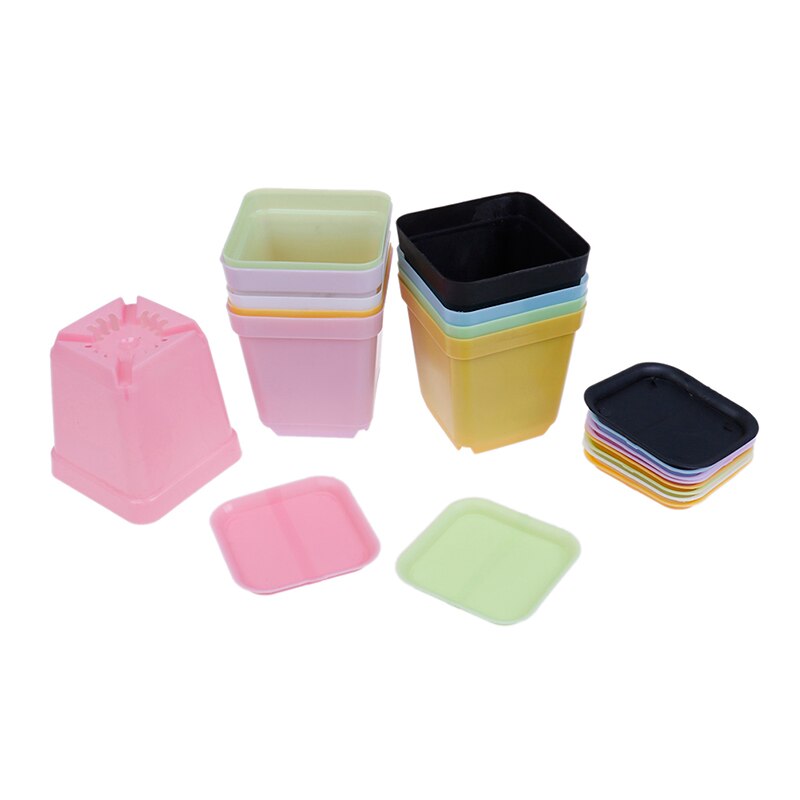 10pcs/lot Random Color Flower Pots Pot Trays,Plastic Pots,Small Square Pots