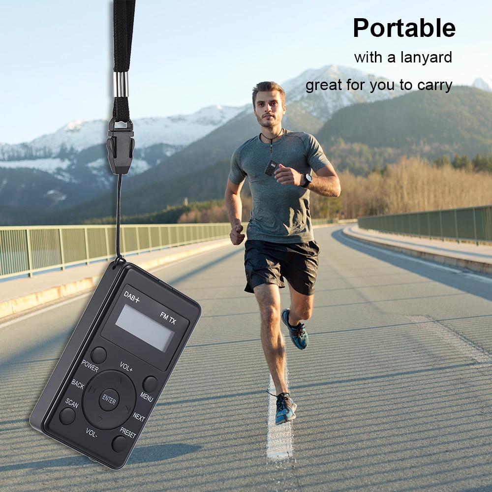 Mini Radio FM DAB + receptor de FM con auriculares, transmisor de DAB-FM portátil, Radio Digital recargable con micro-usb para viajes diarios