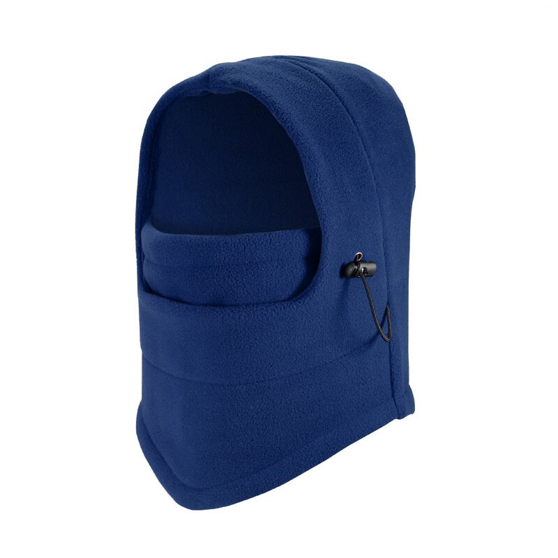 Thermal Fleece Balaclava Hat Hooded Neck Warmer Winter Sports Face Mask for Men Bike Helmet Beanies Masked cap: blue