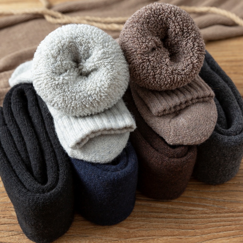 3 pares de calcetines de lana gruesos y cálidos hasta la rodilla para hombre, calcetines de pantorrilla Merino para hombre, calcetines informales de felpa de Cachemira, medias de para hombre