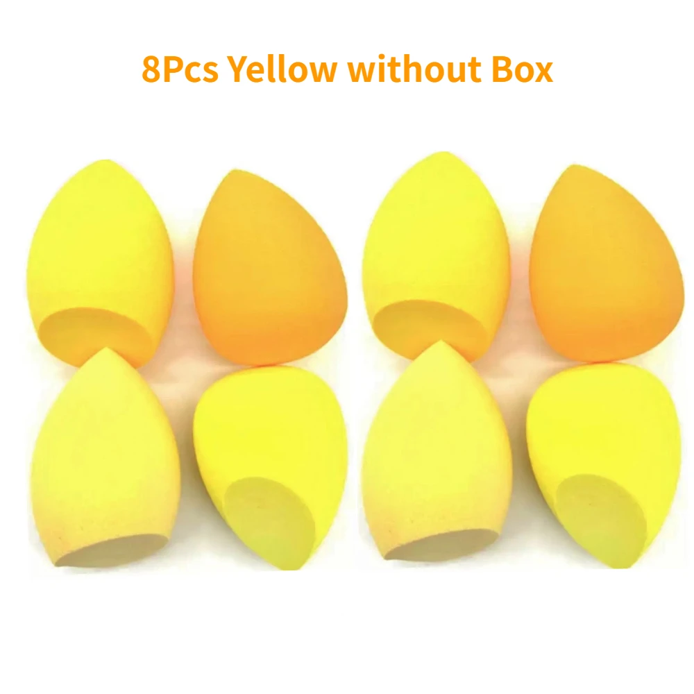 Esponja de maquillaje para mujer, licuadora, huevo de belleza, esponja cosmética, esponjas suaves para base en polvo, accesorios de maquillaje, herramientas de belleza, 4/8 Uds.: YELLOW