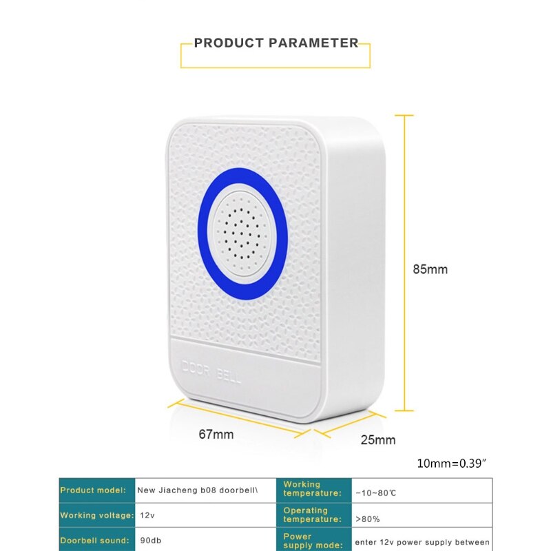 Wired 12V Electronic Doorbell For Home Hotel Garden Company