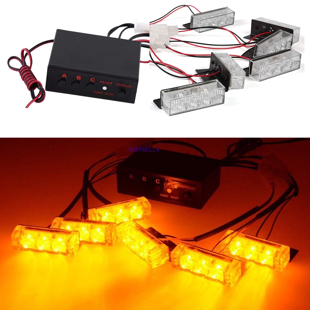 12V Car Grille Strobe Light Head LED Mini Flash la... Grandado