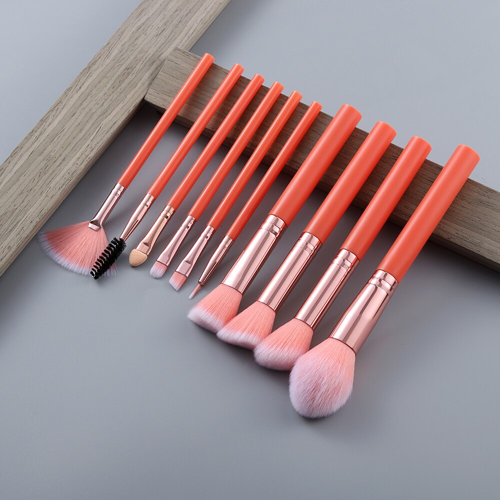 Fld 10 stuks kabuki premium synthetische make-upkwasten foundation poeder blending spons oogschaduw wimpers wenkbrauw make-up kwastenset: Stijl 2