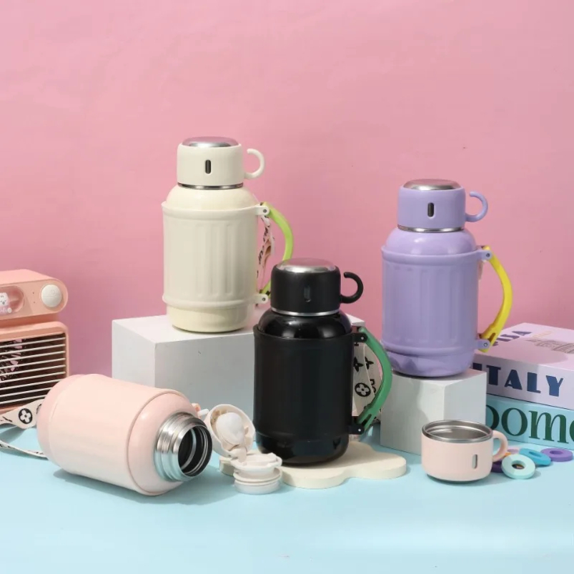 800ml Large Capacity Pot Big Belly Insulated Bottle Outdoor Portable Diagonal Cross High Beauty Cup