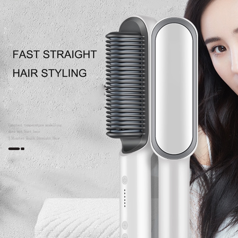 Electric Hair Straightener Brush Heated Comb Straightening Combs Men Beard Hair Straight & Curly Styling Tool