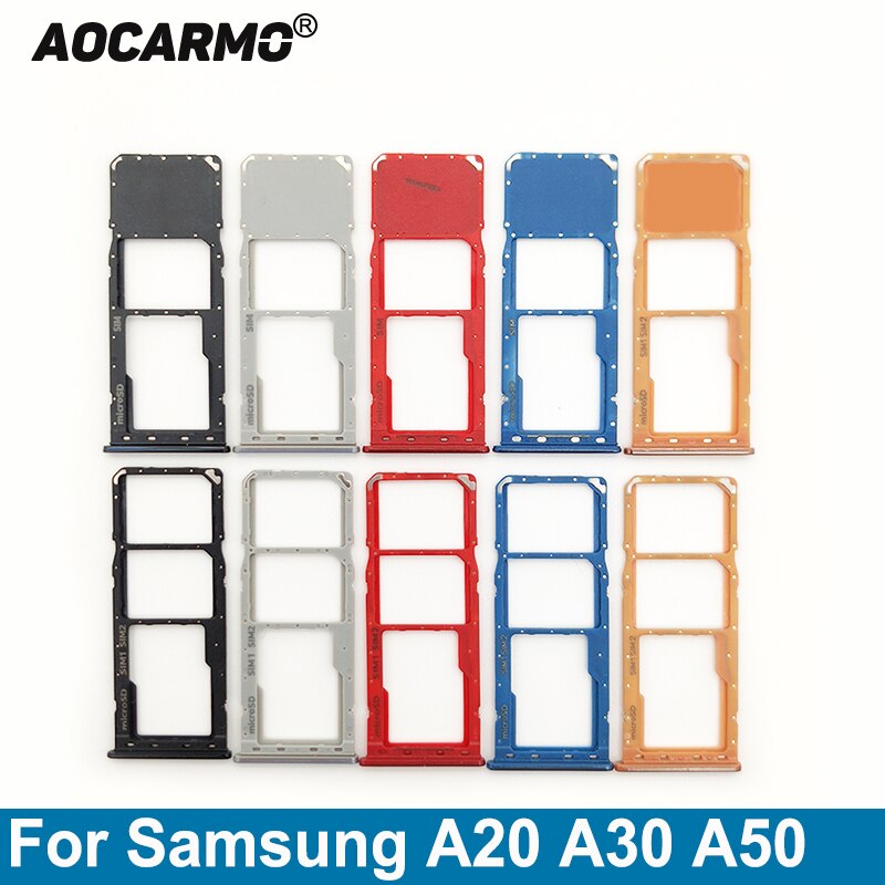 Aocarmo Sim Card Voor Samsung Galaxy A20 A30 A50 Enkele Sim Dual Sim Metalen Plastic Nano Sim Tray Microsd Slot houder