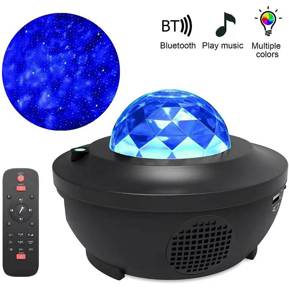 Farverig stjernehimmel galakse projektor blueteeth usb stemmestyring musikafspiller led natlys usb opladning projektionslampe: 01