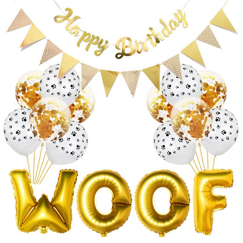 Animal de compagnie chien chat fête d'anniversaire décoration ensemble mignon lettre Woof fête ballon décor chien fête pour animaux de compagnie bannière fournitures d'anniversaire pour animaux de compagnie