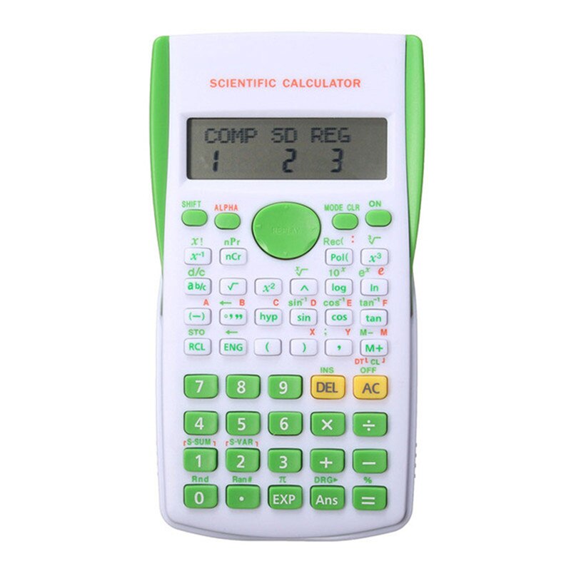 Calculadora científica electrónica portátil, Cientifica 12 Digital, suministros de función para estudiantes y oficina: Verde
