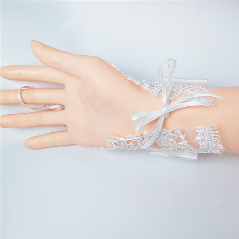 Wedding Dress Gloves Fingerless Embroidery Pearl Decor Lace Gloves Bridal Gloves Wedding Dress Bride Glove