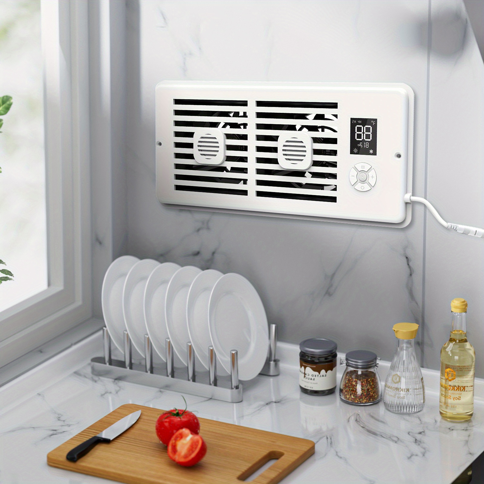 Home intelligent silent fan with aromatherapy duct booster, intelligent constant temperature control ventilation fan booster