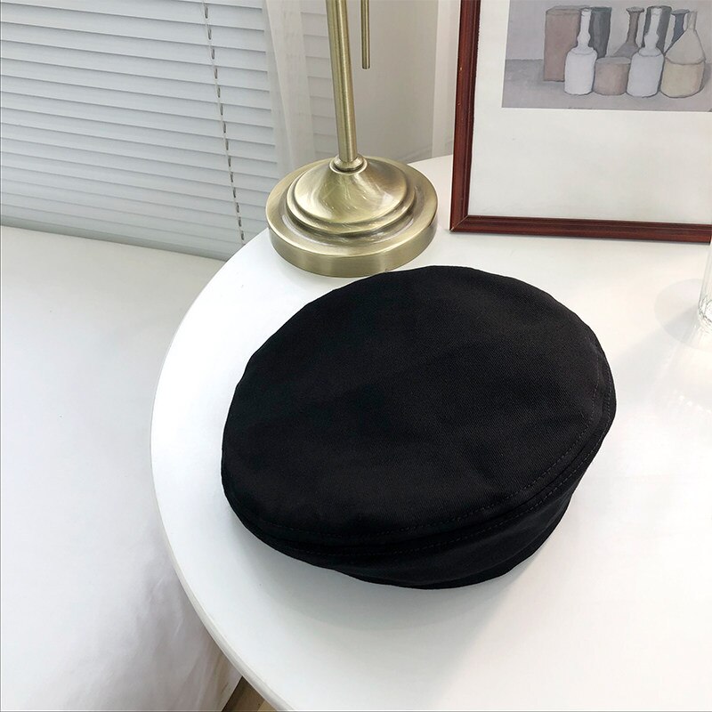 Fransk stil solid tilfeldig vintage damelue beret vanlig lue jenteull varme vinterbasker luehatter femme aldult caps: Svart