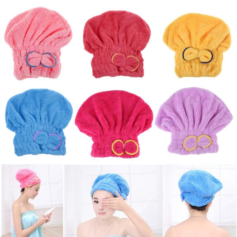 Hjem tekstil mikrofiber hår turban hurtigt tørt hår hat indpakket håndklæde bad