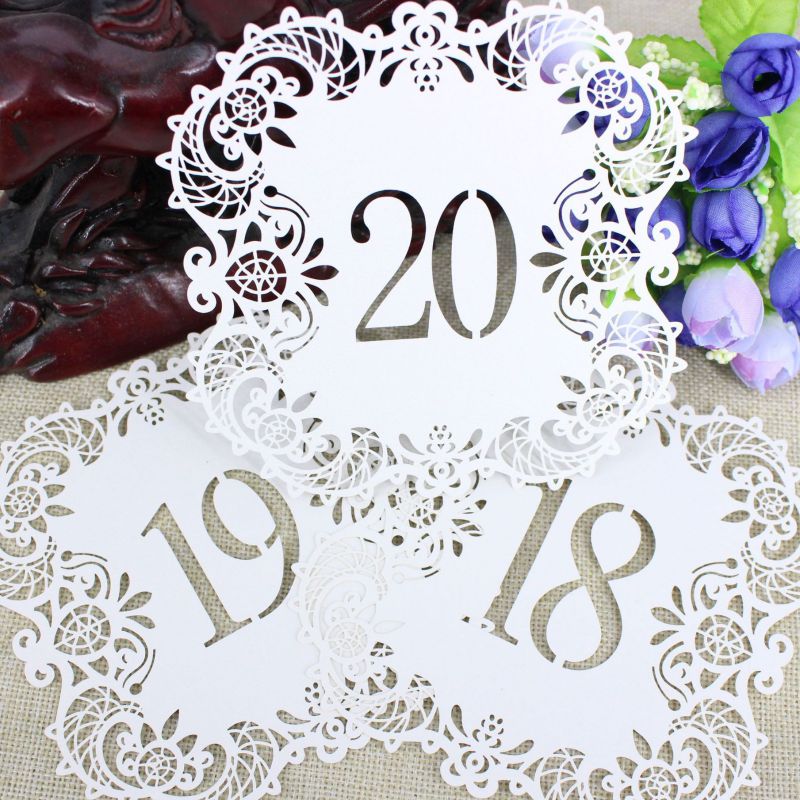 10 Uds perla papel cortado Mesa número tarjeta dirección señal lugar tarjetas boda decoración de banquetes de *