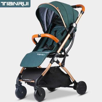 Mini poussette portable pour bébé, ultra légère, inclinable et pliable: Vert foncé
