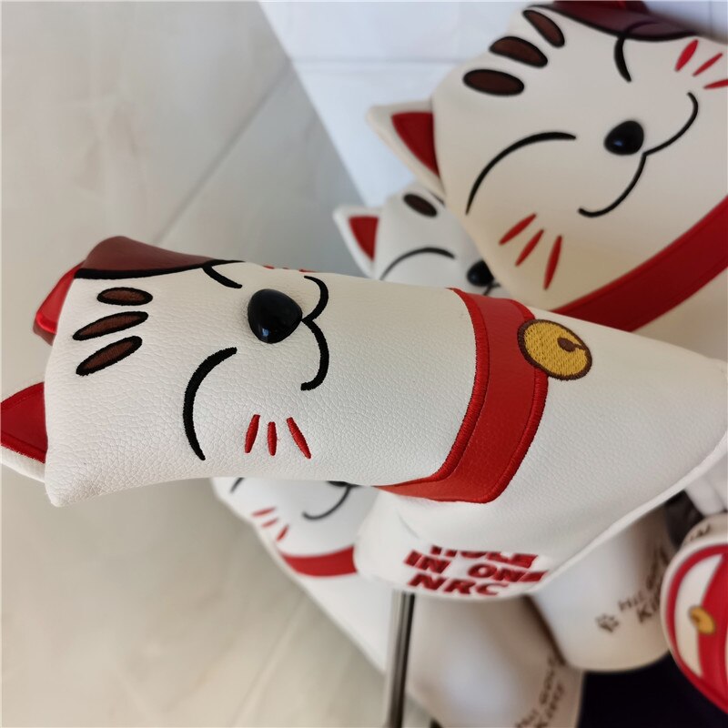 Mooie Kat Golf Driver Woods Hoofd Covers Cartoon Dier Fairway Hybrid Putter Pu Leather Putter Headcovers Golf Covers