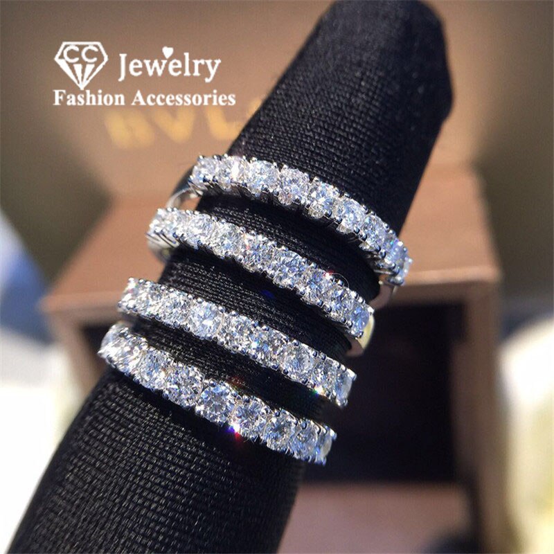 Fedi nuziali CC per donna zirconi cubici placcati oro bianco 18 carati semplice fidanzamento 925 accessori gioielleria raffinata CC3119
