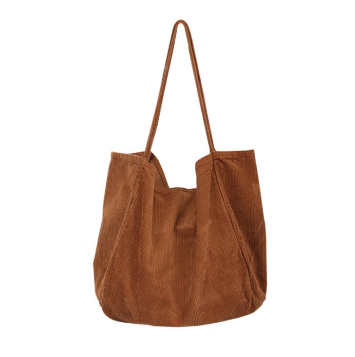 Tjock Manchestertyg Casual Tote Bag - Shopping, Skola, Fest, Strand, Resa - 38x38x23cm: Brwon