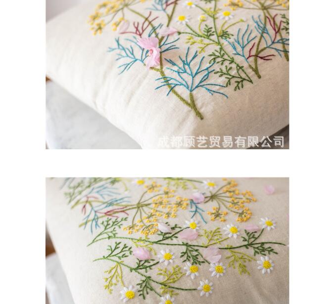 Broderi med pude lavendel og kamille europæisk broderi kit simpelt tredimensionelt broderi bånd kit broderi