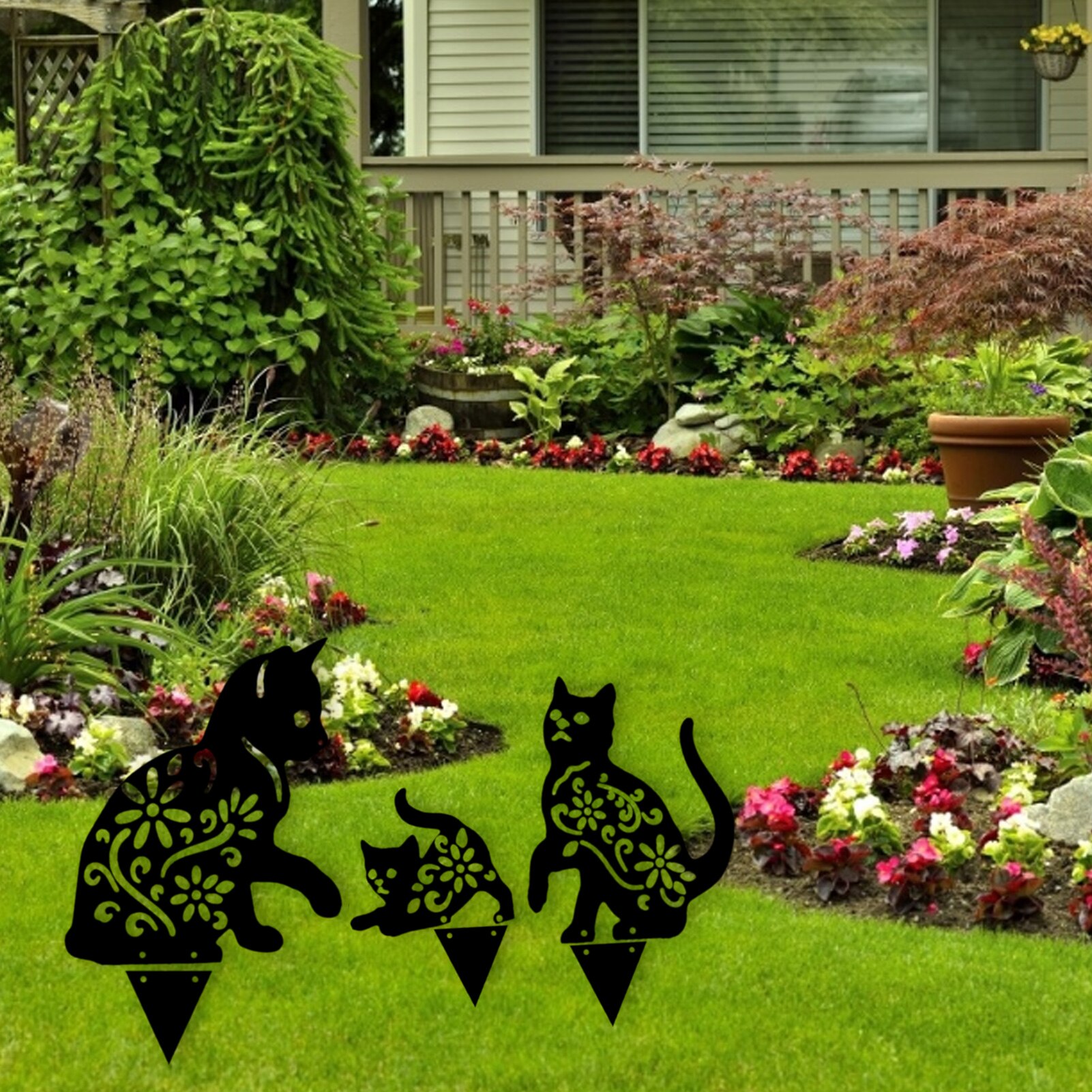 Statue de chaton en métal pour l'extérieur, décor de sol, pour cour, , pour pelouse, jardin