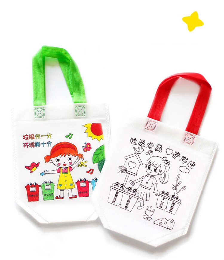 10pcs Per Bambini FAI DA TE Eco-Friendly Borsa Graffiti Giocattolo Educativo Scuola Materna Pittura A Mano Materiali Tessuto Borse Per Bambini Giocattoli Regali
