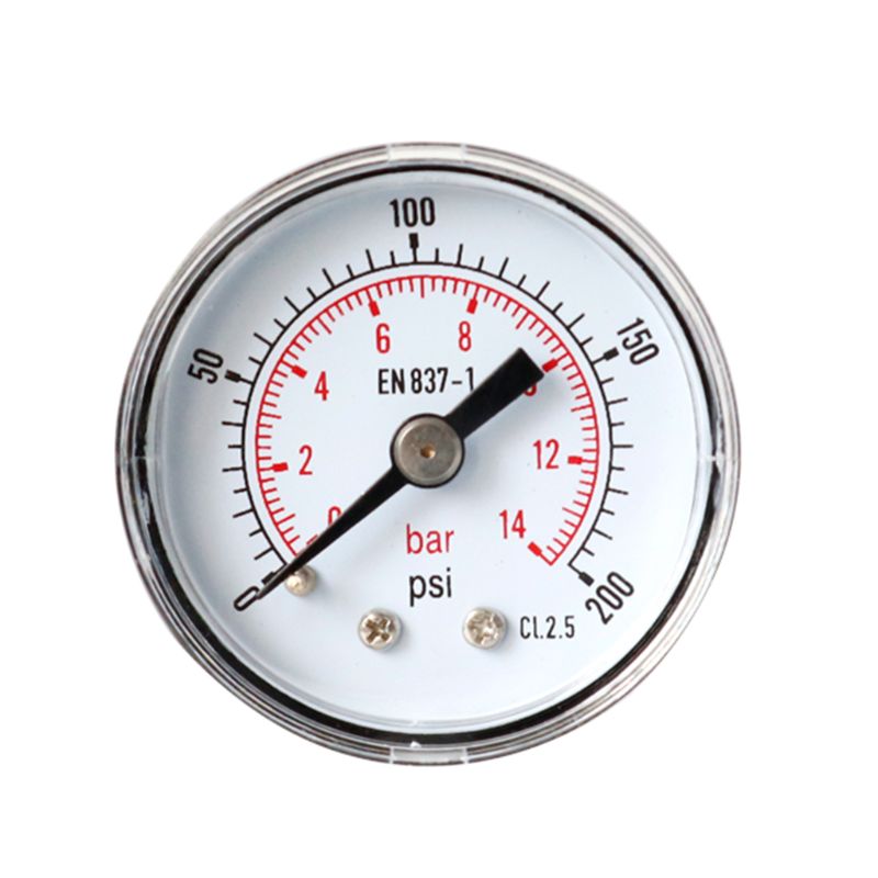 Manometer 40mm 1/8 bspt bagpå 15-300 psi & bar til luftgasbrændstof  c90a: 200 psi