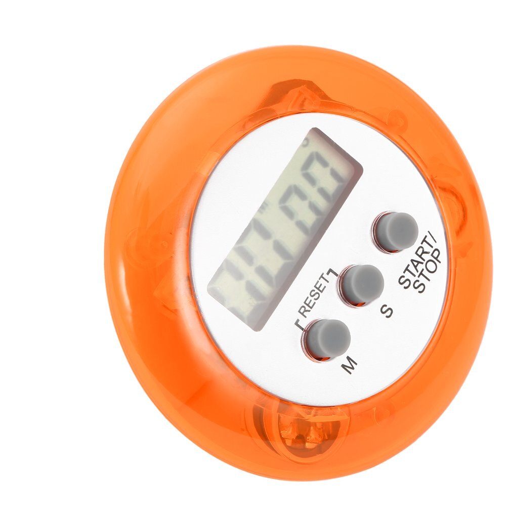 Cute Mini Digital Counter Home Kitchen Round LCD Display Digital Cooking Countdown Timer Count Down Up Alarm: Orange