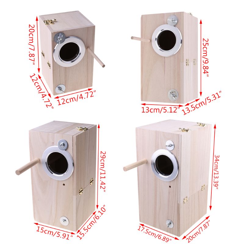 Wooden Bird Nesting Breeding Box House Parakeet Mating Case with Clear Window for Cockatiel Finch Canaries Lovebird Parr