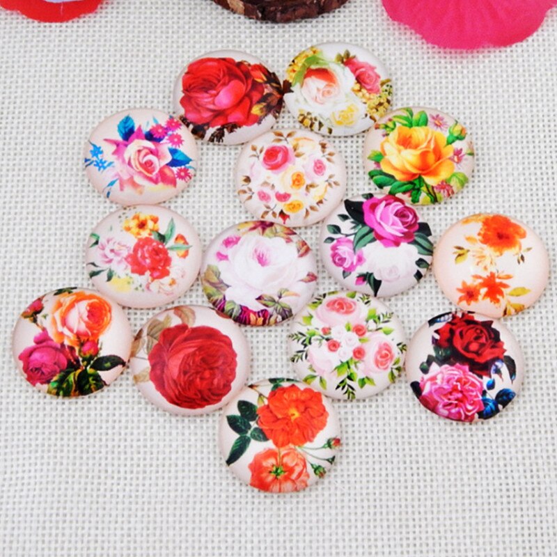 Mosaic Art Round Pattern Flower Glass Mosaic Cabochons with Mixed Color Mosaic Glass Cabochon