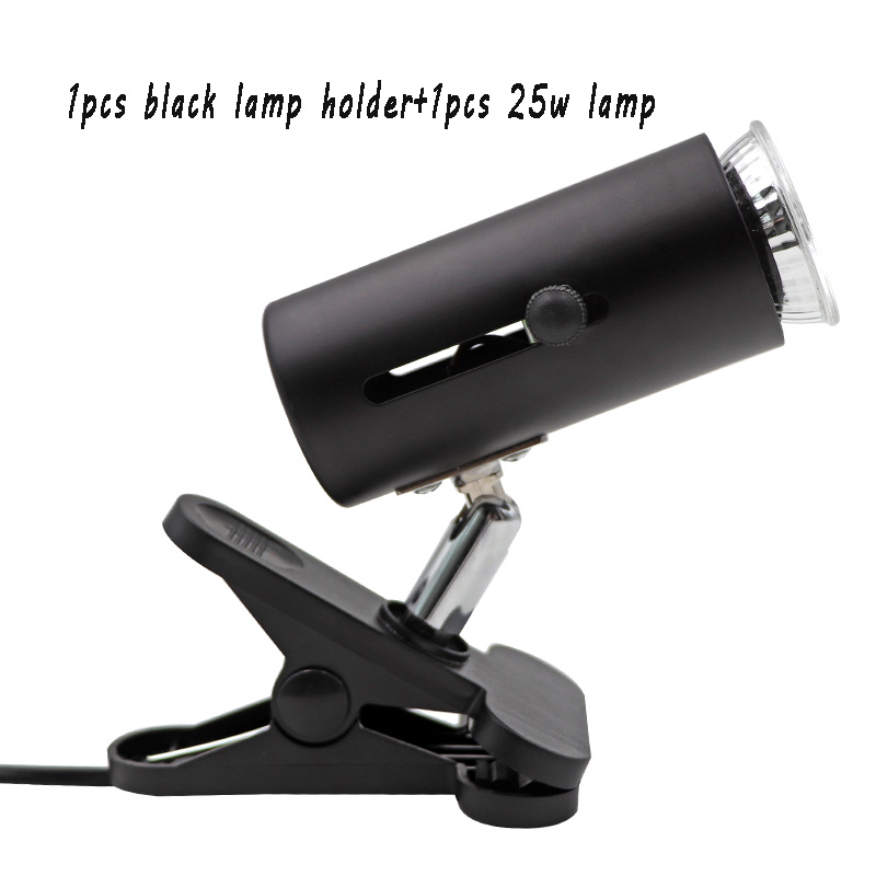 UVA Reptil Lampe Bausatz mit Clip-auf Keramik Licht Halfter Schildkröte Aalen UV Heizung Lampe einstellen Schildkrözehn Eidechse Beleuchtung 220V: Schwarz und 25W Lampe