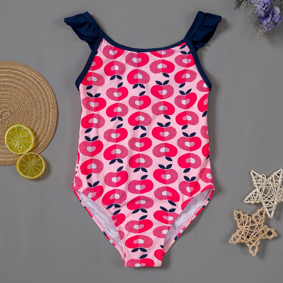 Children's Swimwear Swimsuit 7-12Years Girls One Piece Girl Apple Swimsuit One Piece Bathing Suit 1041: 12T