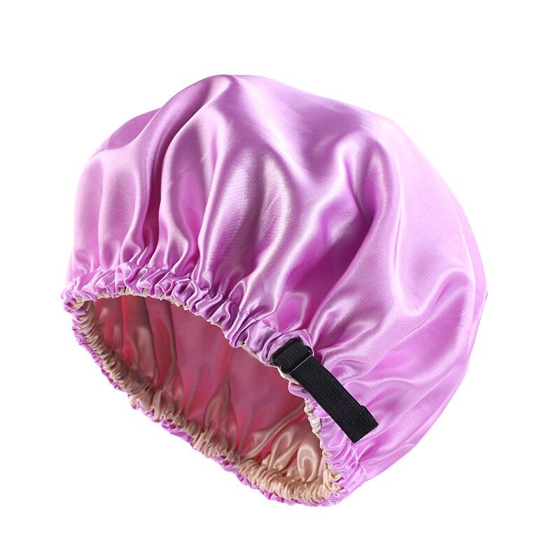 Women Satin Bonnet Hair Cap Double Layer Sleep Night Cap With Invisible Flat Adjusting Button Head Cover Bonnets Hat