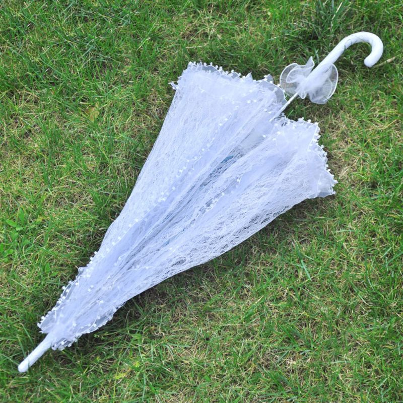 Suministros sencillos de boda, accesorios de decoración de foto de paraguas con encaje hueco para novia y boda