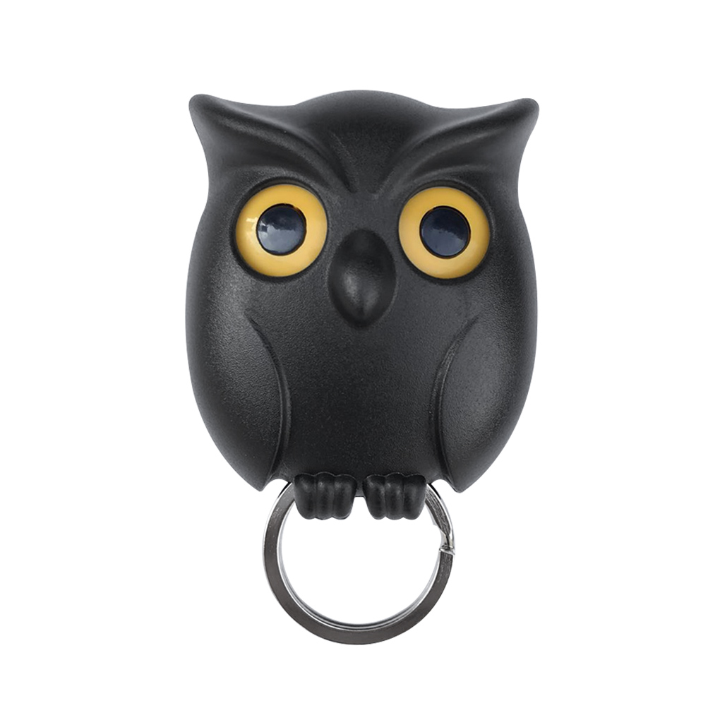 Bird Shape Wall Mount Key Holder Innovative Key Hook Door Hanger Night Owl Magnetic Storage Rack Home Decorative Organizer: black