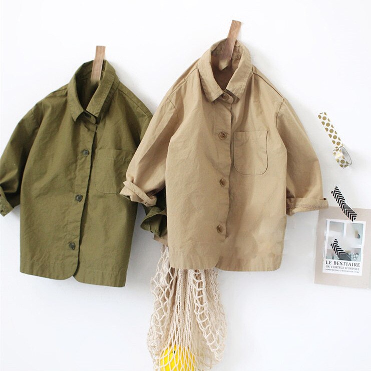 Herfst Koreaanse Knappe Pocket Revers Shirt Shirt Jongens Tops Met Lange Mouwen Shirts
