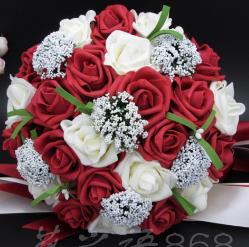 Bordowy bukiet ślubny dla nowożeńców Wykonany ręcznie PE róże buque de noiva kwiaty ślubne bukiety ślubne pristian zouboutin: czarny