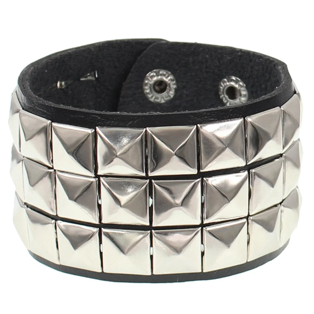 cuadrado redondo de cuero PU gótico esqueleto cráneo Punk remache estrella pulsera cadenas Retro brazalete pulsera joyería de navidad: Verde oscuro