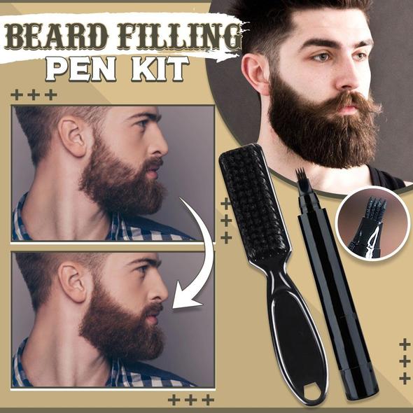 Baard Vullen Pen Kit Mannen Baard Potlood Filler Vormgeven Grooming Set Snor Micro Vork Tip Voor Naadloze Toepassing