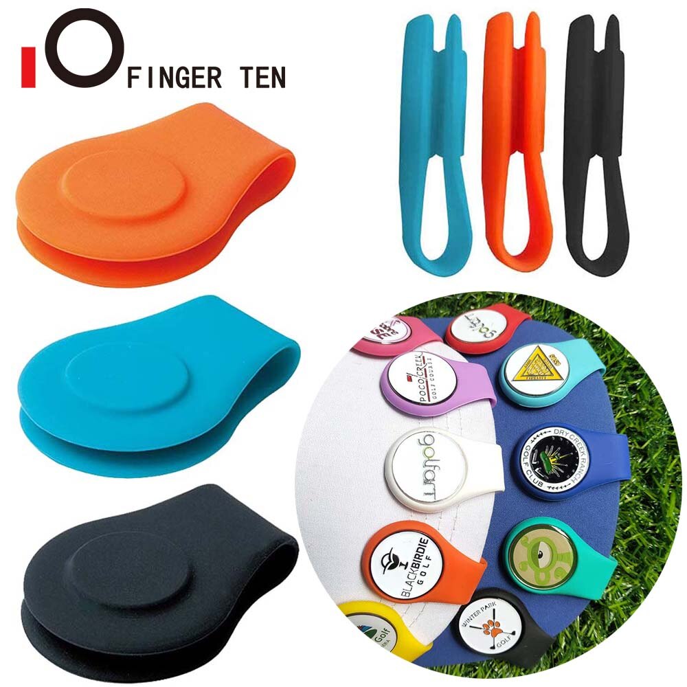 Durable Silicone Set Magnetic Golf Ball Marker Hat Clip Black Blue Orange Removable Golfing Accessories