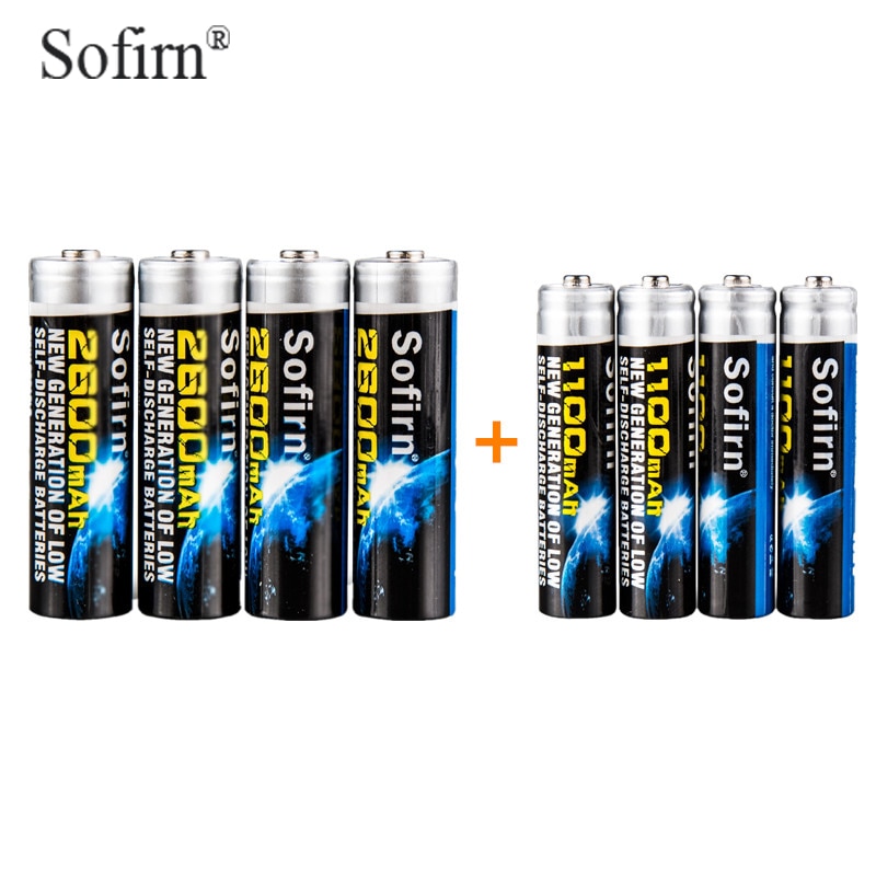 Sofirn 8 Sets Batterijen Inclusief 4 stuks AA 2600 mAh en 4 stuks AAA 1100 mAh NI-MH Oplaadbare Batterij
