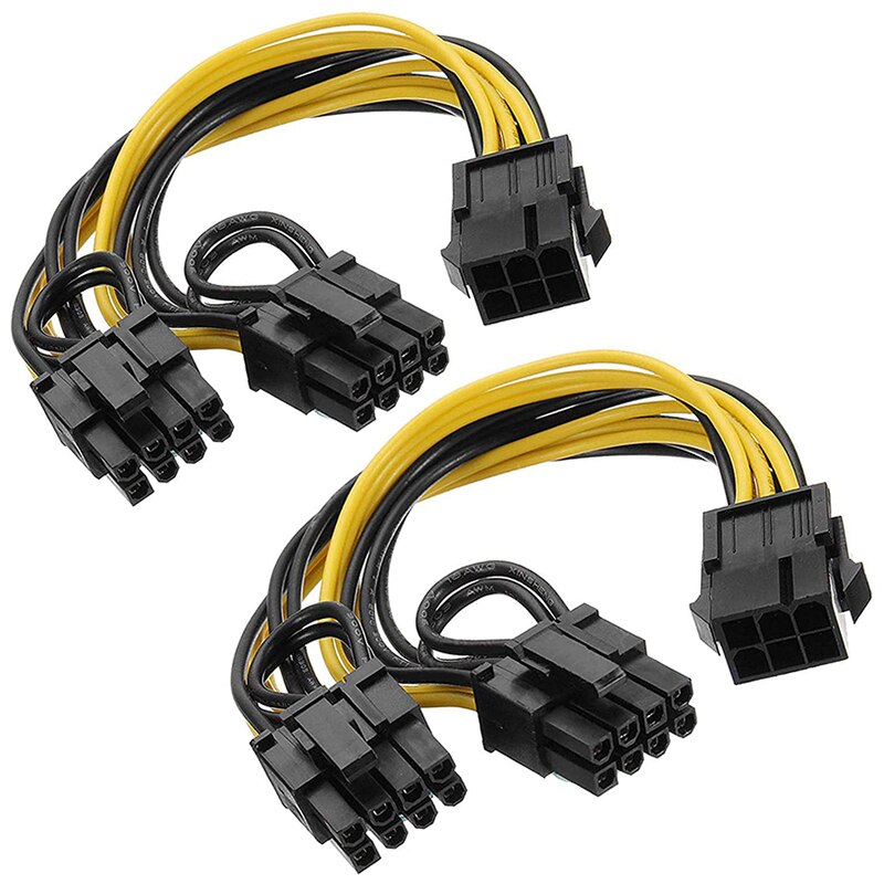 6 Pin to Dual 8 Pin PCIe Adapter Power Cables, 6 Pin to Dual PCIe 8 Pin (6+2) Image Card PCI Express Power Adapter: Default Title