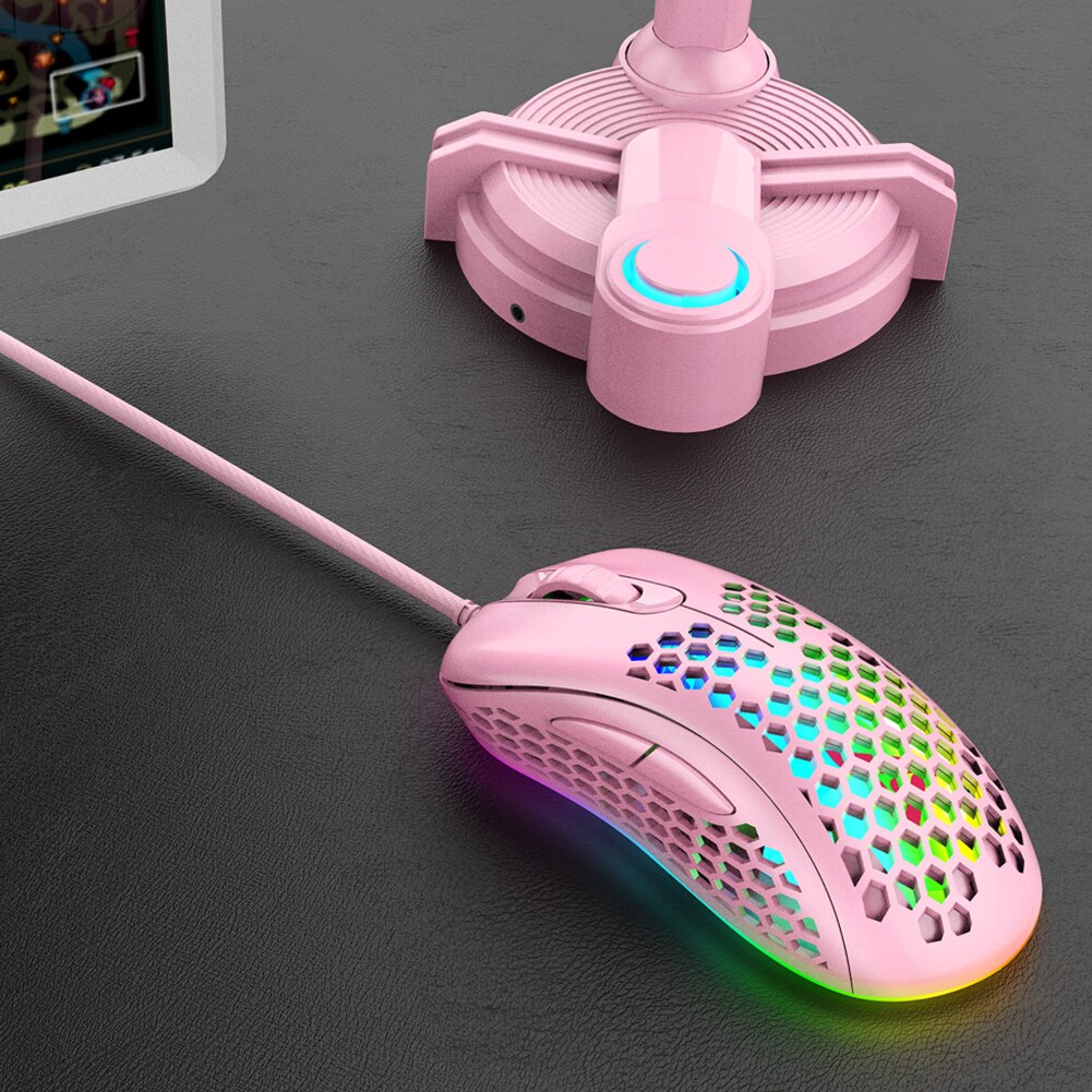 M65 Colorful RGB Light Weight Wired Mouse Hollow-out Honeycomb Shell Gaming Mouce Mice 6 DPI Adjustable 6 Keys