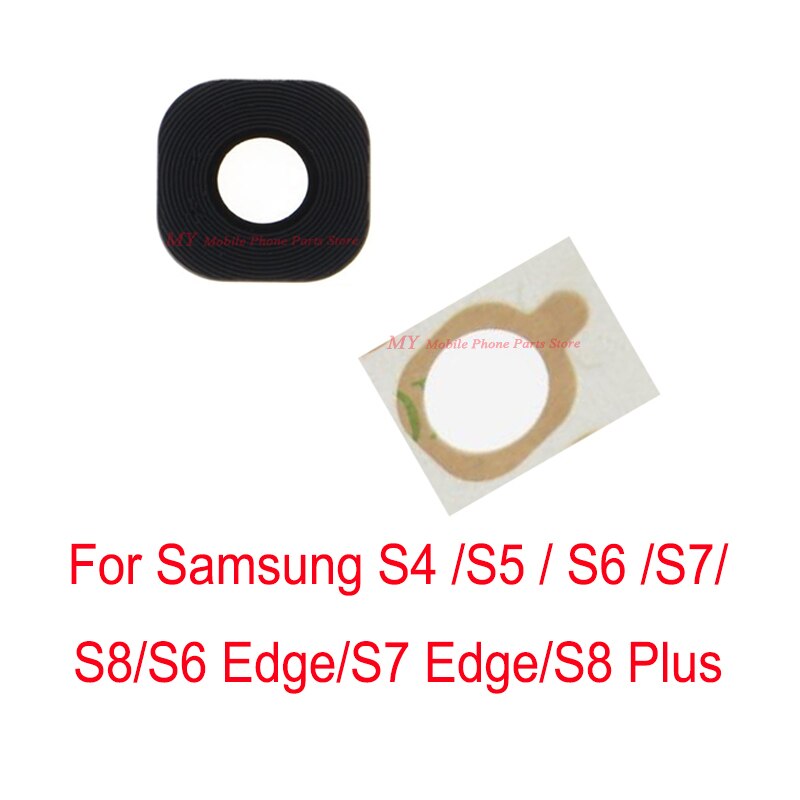2 pezzi nuovo obiettivo posteriore in vetro per fotocamera posteriore per Samsung Galaxy S4 S5 S6 S7 Edge S8 Plus parti di ricambio con pezzo di ricambio adesivo