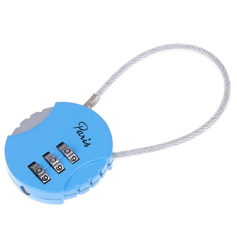 3 Dial Digit Password Combination Padlock Suitcase Luggage Metal Code Lock Mini Coded Keyed Anti-Theft Locks 3.7*9cm: blue
