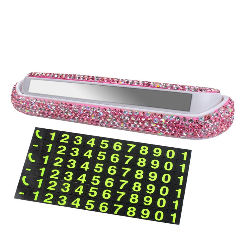 1 Pcs Luxury Car Phone Number Parking Card Dashboard Decoration With Crystal Diamond DIY Accessories Interior Accessories
