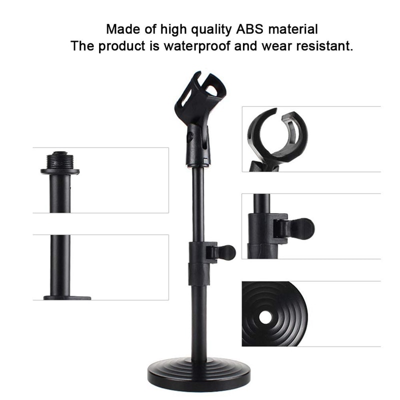 Microphone Stand Height Adjustable Angle Microphone Telescopic Stand Wear Resistant Table Top Microphone Stand