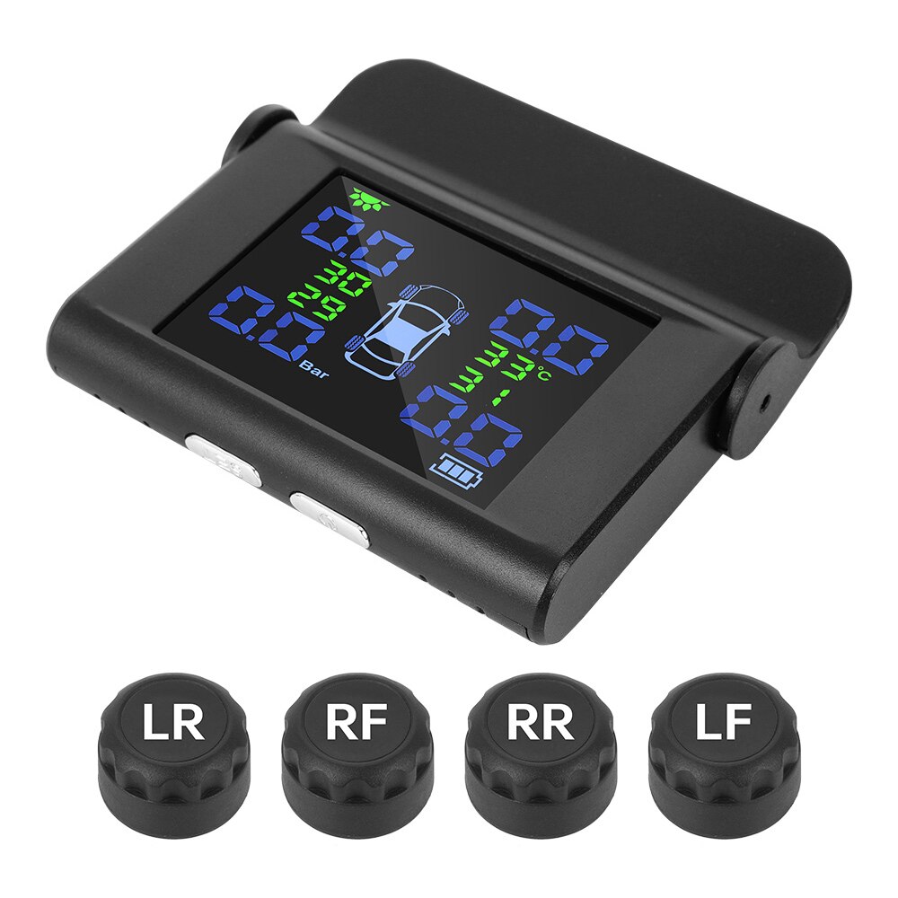 Original Solar TPMS Car Tire Pressure Alarm Monitor System Tire Pressure Alarm TPMS Car External Sensor Larger LCD Display: Default Title