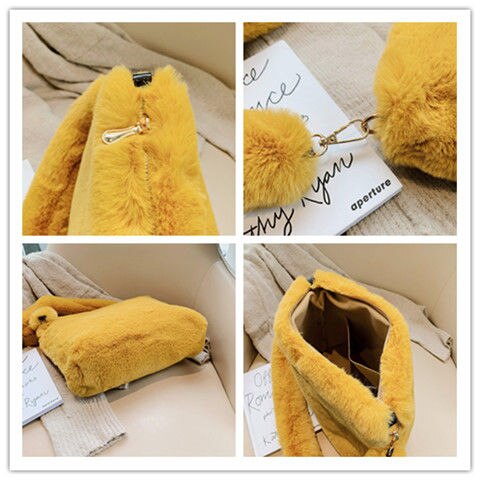 Borse morbide in pelliccia sintetica peluche per donna elegante borsa a tracolla femminile pelosa casuale borse da donna di grande capacità borsa Tote
