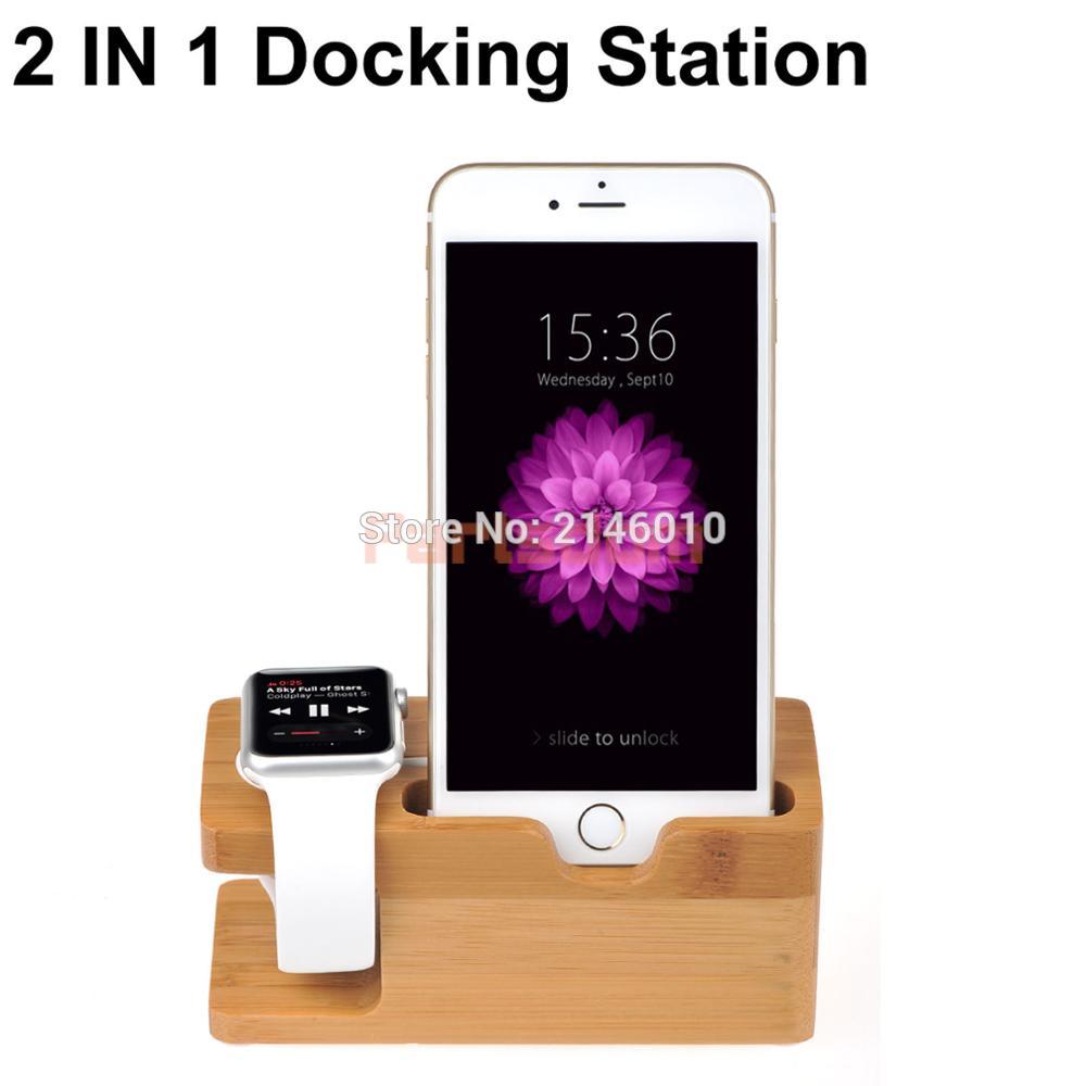 Téléphone portable 3 en 1 bambou bois support de Charge Dock bande Station berceau support pour Apple Watch iPhone Plus 7 6 iPad234 Air